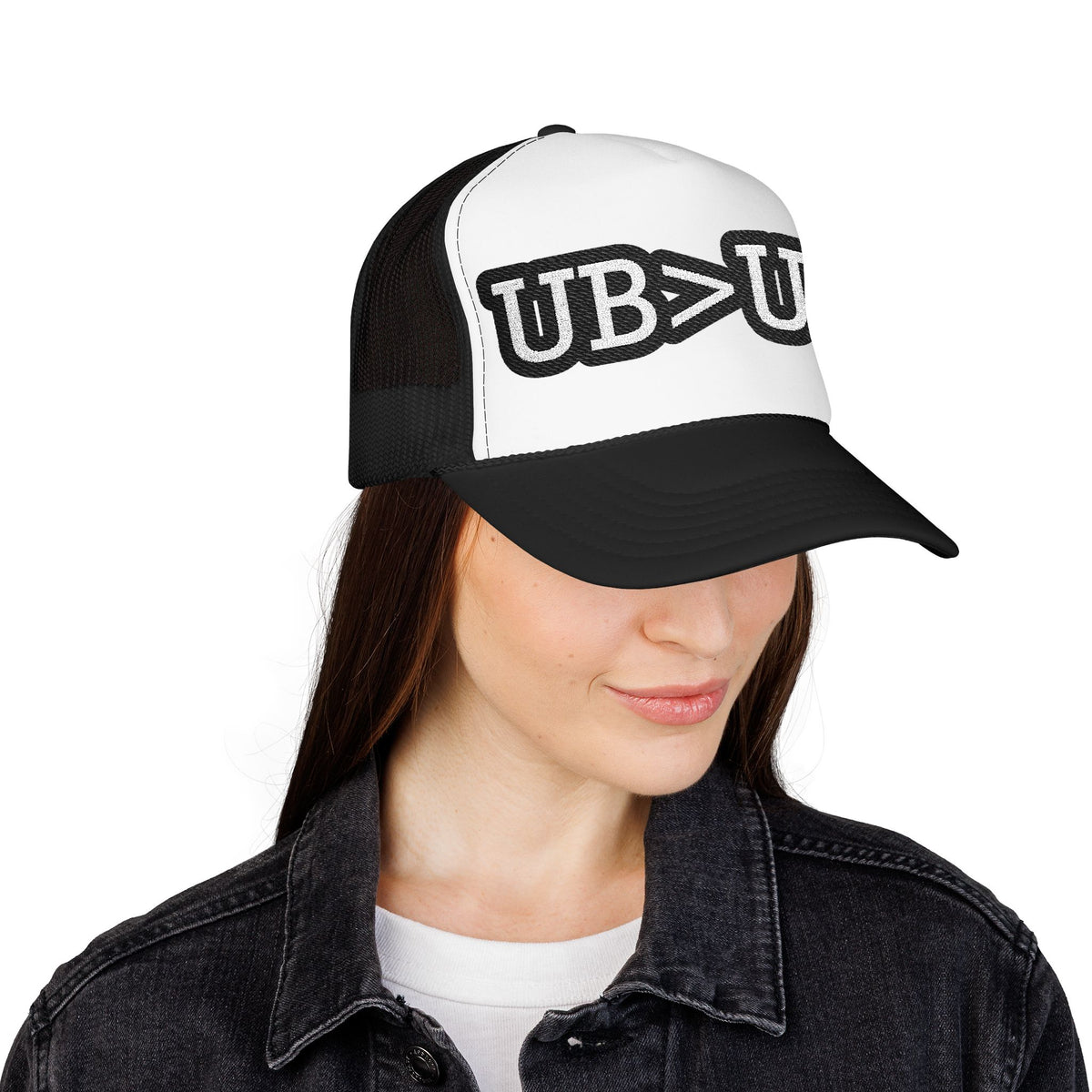 UB>UR Foam Trucker Hat — Vintage Patch Logo Mesh Cap