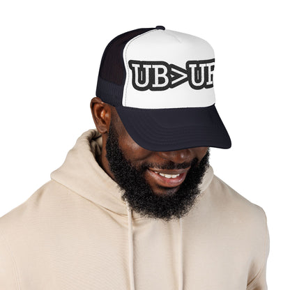 UB>UR Foam Trucker Hat — Vintage Patch Logo Mesh Cap