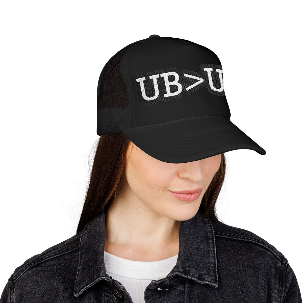 UB>UR Foam Trucker Hat — Vintage Patch Logo Mesh Cap