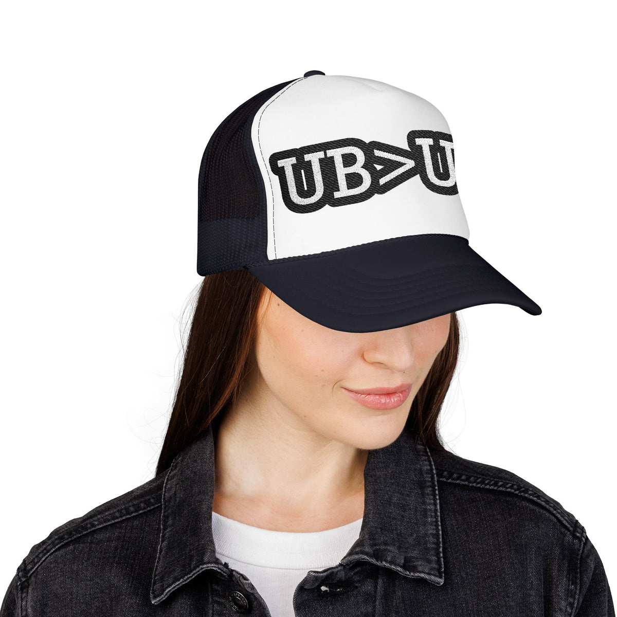UB>UR Foam Trucker Hat — Vintage Patch Logo Mesh Cap