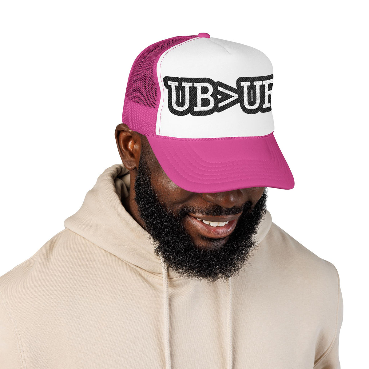 UB>UR Foam Trucker Hat — Vintage Patch Logo Mesh Cap