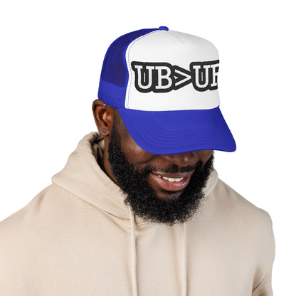 UB>UR Foam Trucker Hat — Vintage Patch Logo Mesh Cap