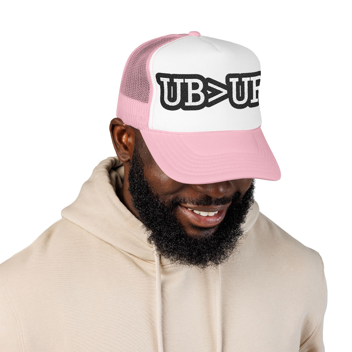 UB>UR Foam Trucker Hat — Vintage Patch Logo Mesh Cap