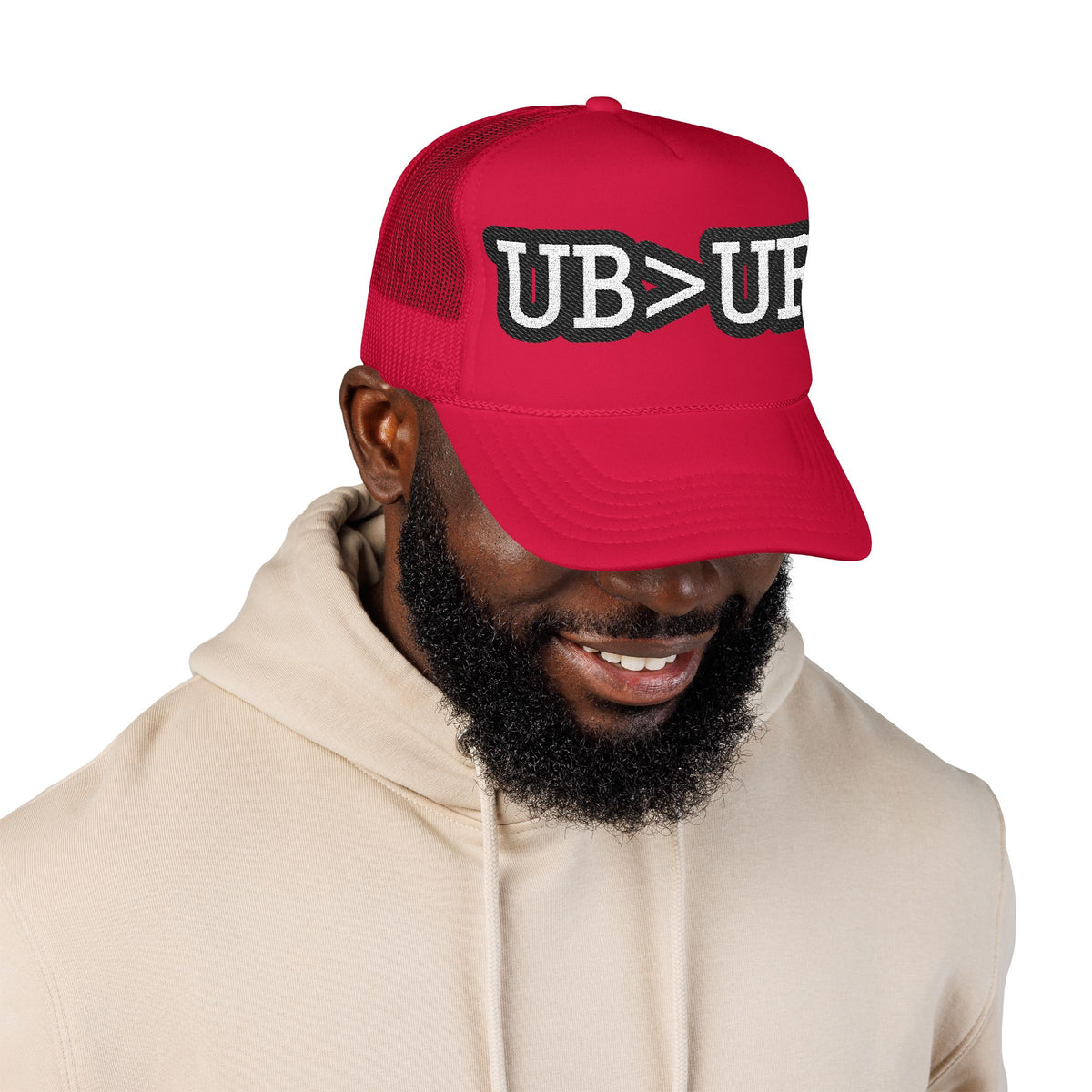 UB>UR Foam Trucker Hat — Vintage Patch Logo Mesh Cap