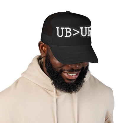 UB>UR Foam Trucker Hat — Vintage Patch Logo Mesh Cap