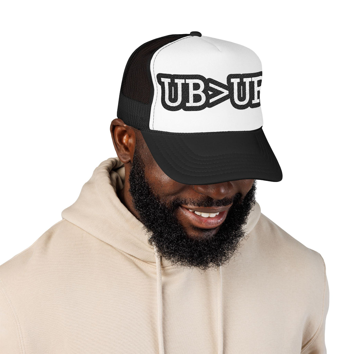 UB>UR Foam Trucker Hat — Vintage Patch Logo Mesh Cap