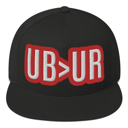UR>UR-Flat Bill Cap with Red n White lettering