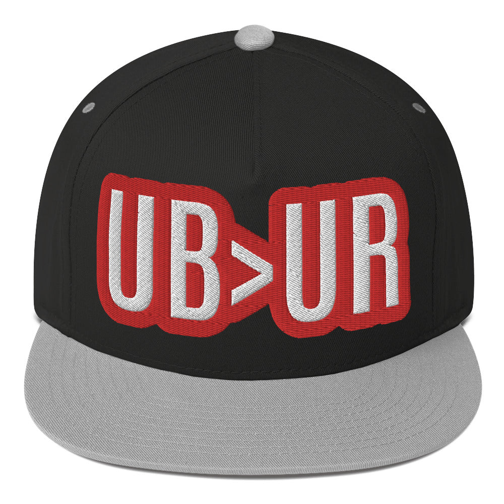 UR>UR-Flat Bill Cap with Red n White lettering
