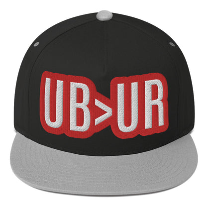 UR>UR-Flat Bill Cap with Red n White lettering
