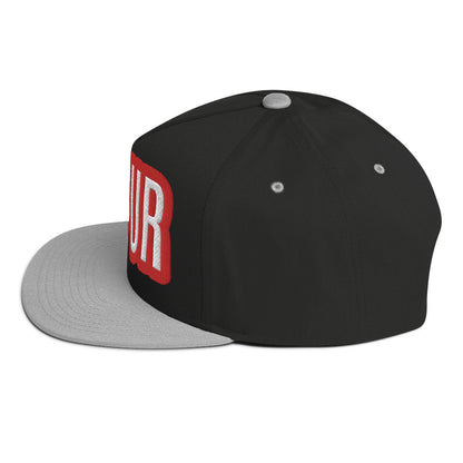 UR>UR-Flat Bill Cap with Red n White lettering