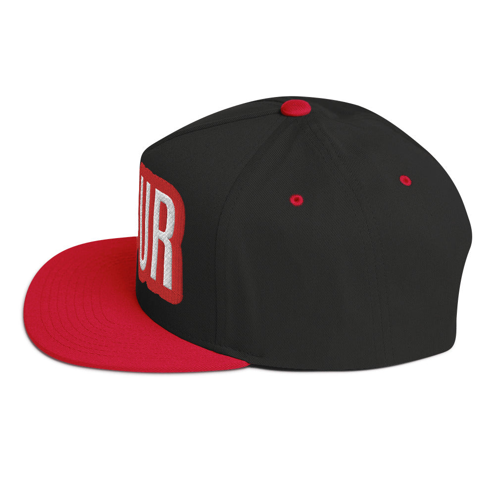 UR>UR-Flat Bill Cap with Red n White lettering