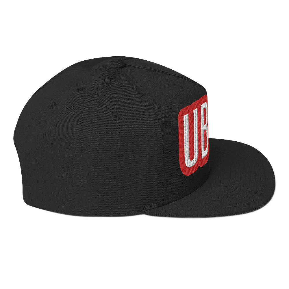 UR>UR-Flat Bill Cap with Red n White lettering