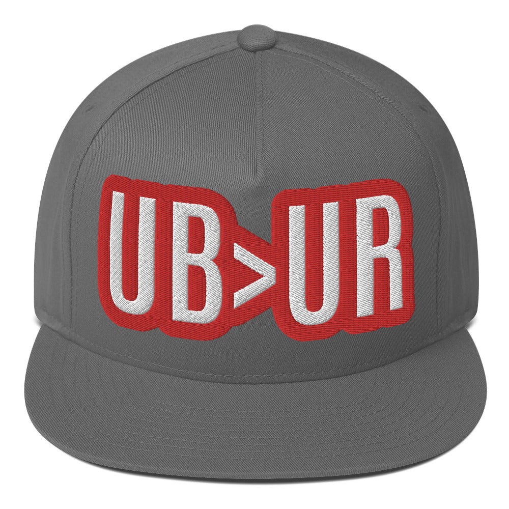 UR>UR-Flat Bill Cap with Red n White lettering