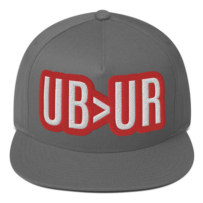 UR>UR-Flat Bill Cap with Red n White lettering