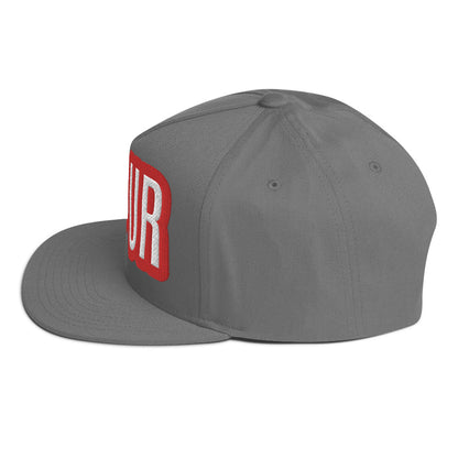UR>UR-Flat Bill Cap with Red n White lettering