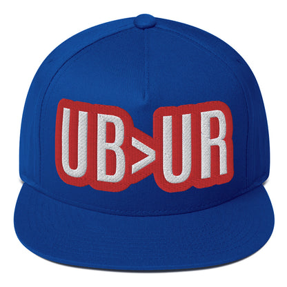 UR>UR-Flat Bill Cap with Red n White lettering